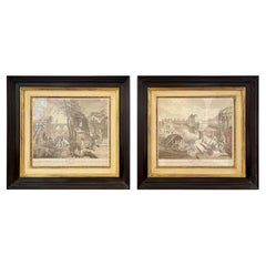 Pair of Prints Finely Framed L'Hiver et Printemps