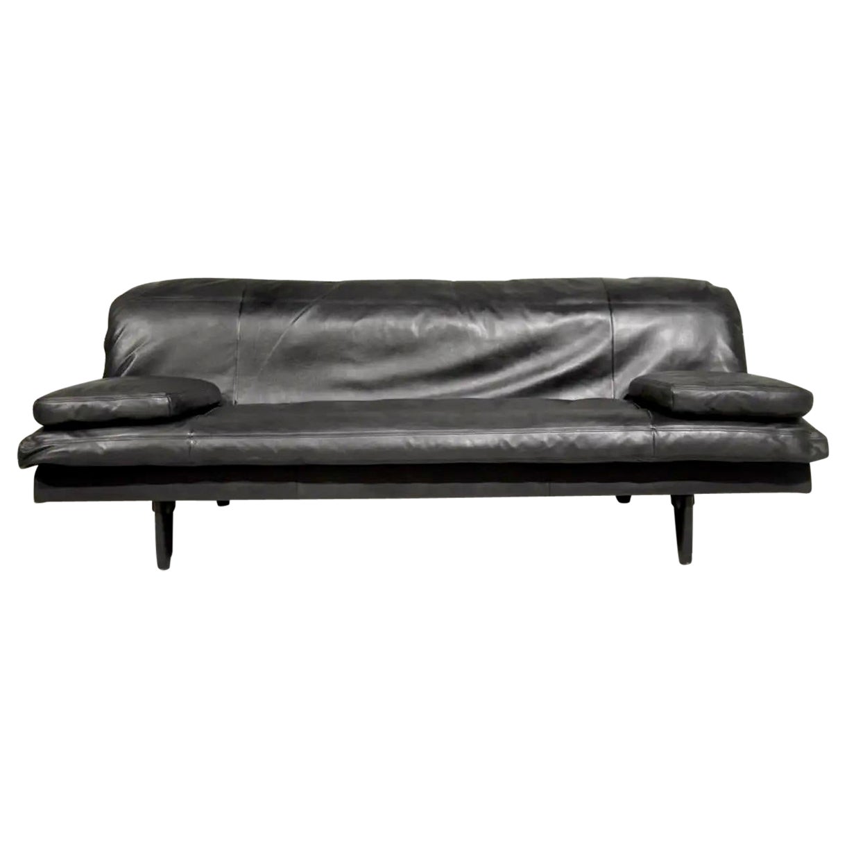 De Sede Black Leather DS 169 Daybed Sofa, Ernst Ambühler, Switzerland, 1970s