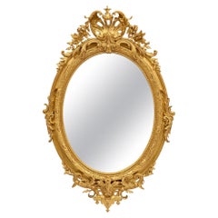 French 19th Century Louis XVI Style Giltwood Oval Mirror