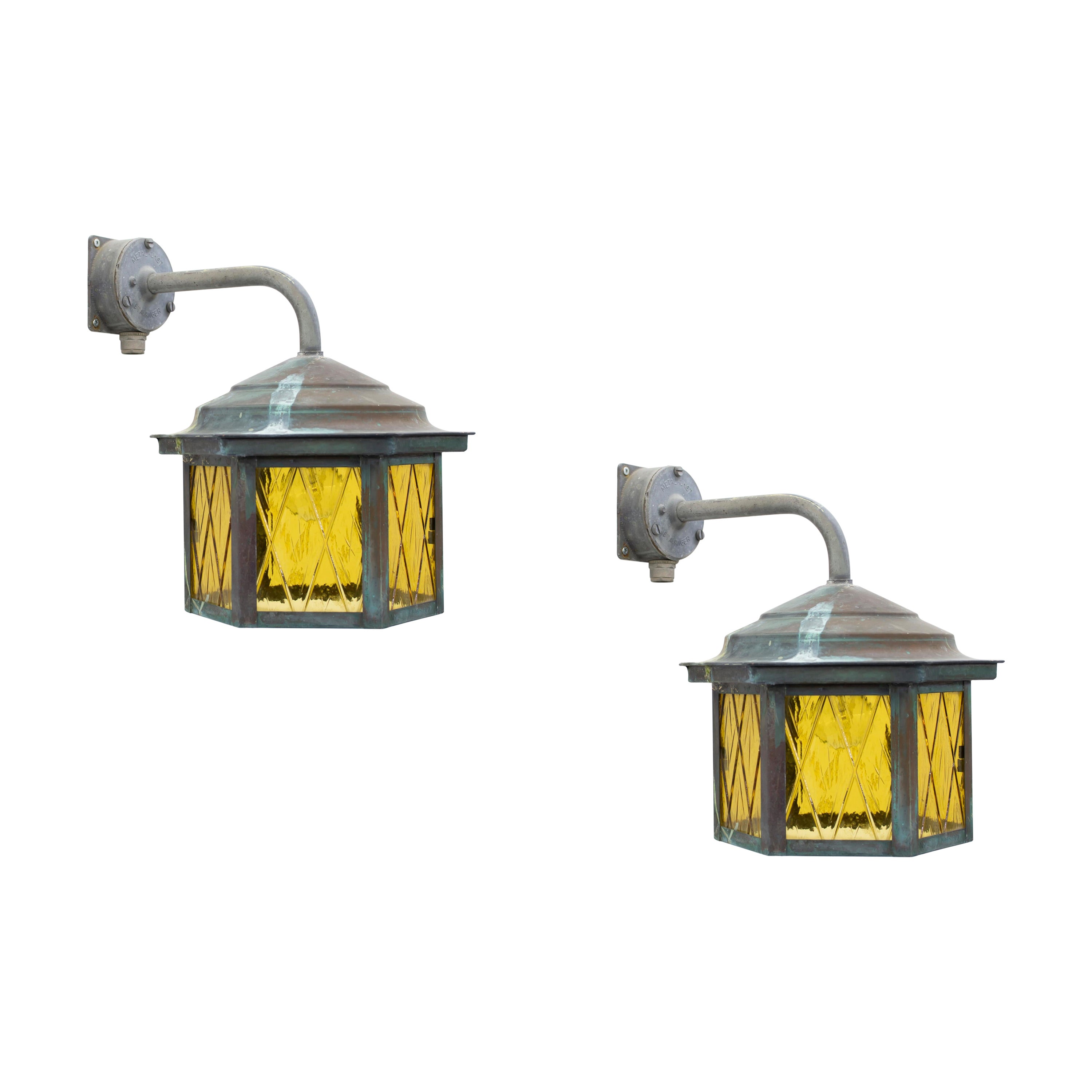 Pair of Outdoor Wall Lights in Copper, Norway, 1970s