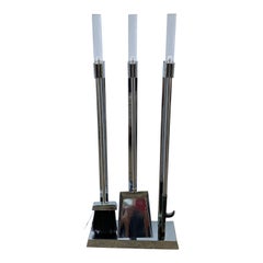 Lucite and Chrome Fireplace Set