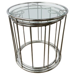 Vintage DIA Design Institute  America Chrome and Glass Nesting Tables