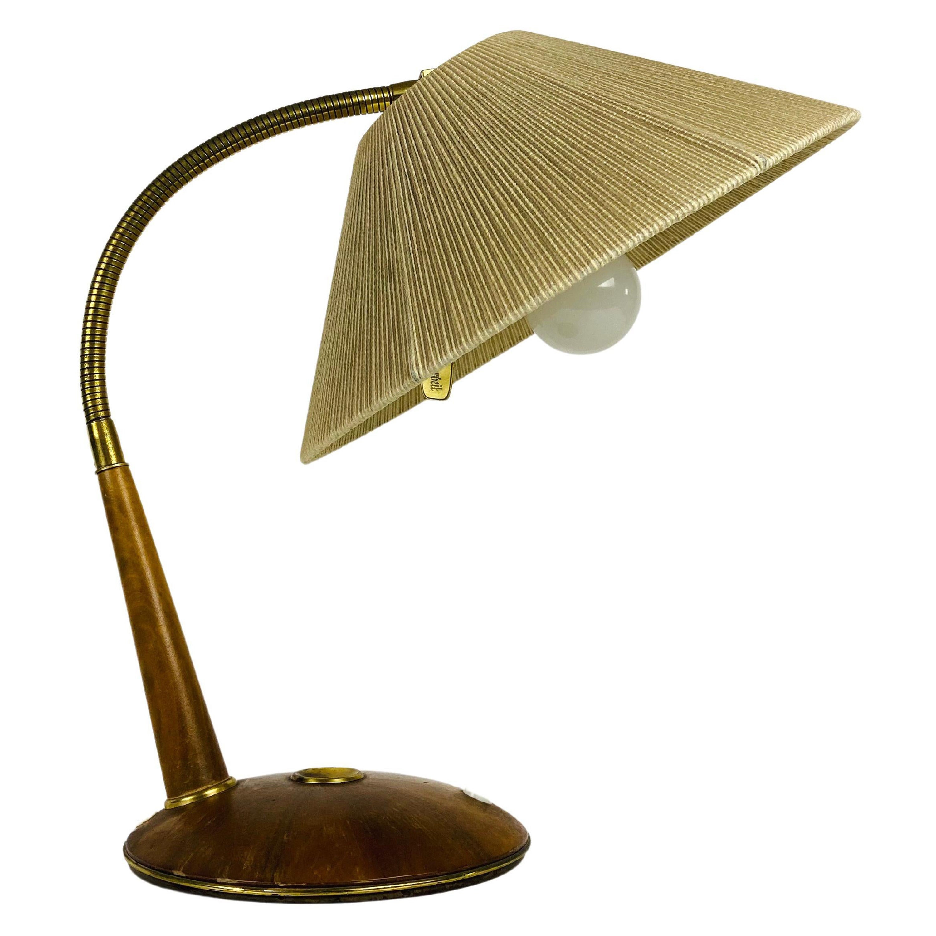 Midcentury Teak and Rattan Table Lamp by Temde, circa 1970