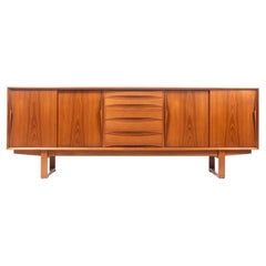 Dyrlund Sled Leg Teak Credenza in the manner of Arne Vodder