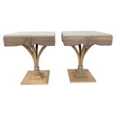 Pair of Grosfeld House Plume Marble-Top Side Tables