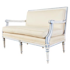 French Louis XVI Style Painted Settee or Canape