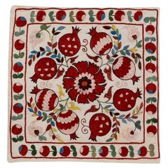 Decorative Suzani Pillow Case, Embroidered Cotton, Silk Cushion Cover 