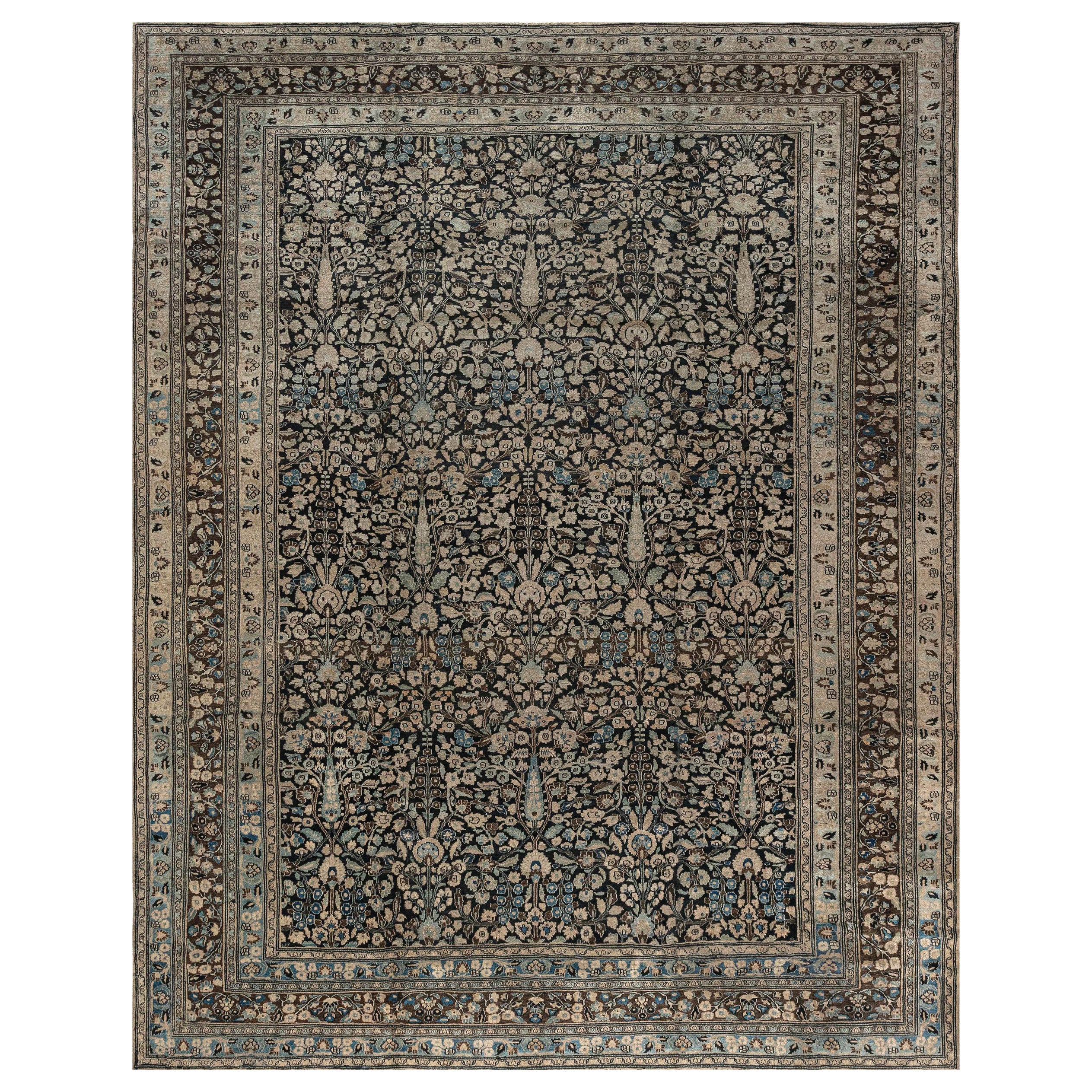Authentic 19th Century Persian Meshad Carpet For Sale