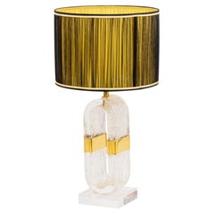 Vintage Lamp in Lucite and Gilded Brass, 1970s