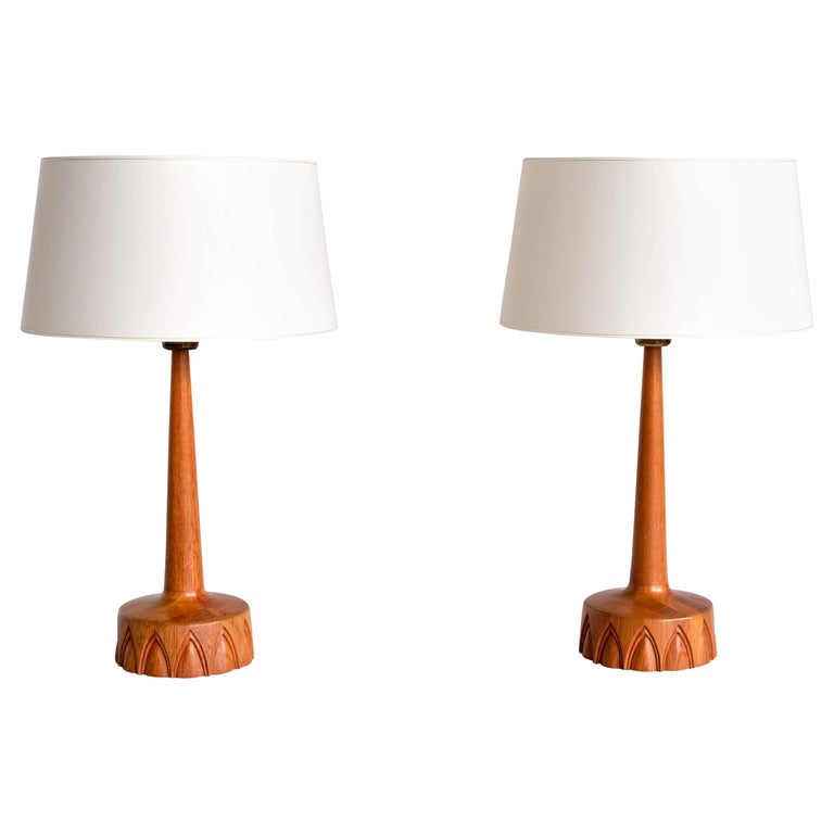 Pair of Stilarmatur Tranås Table Lamps in Teak, Sweden, 1960s For Sale