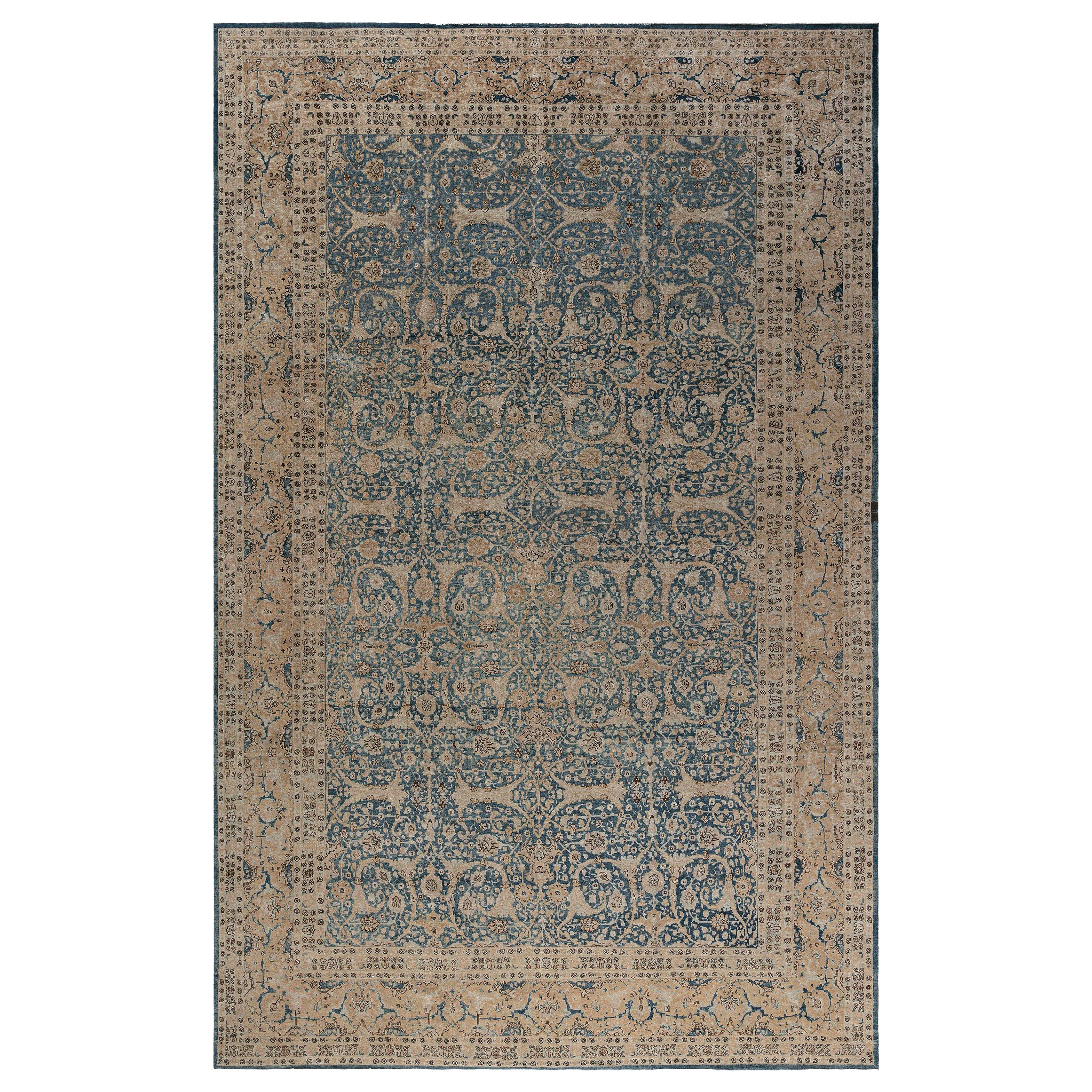 Doris Leslie Blau Tapis persan ancien Tabriz fait main en laine