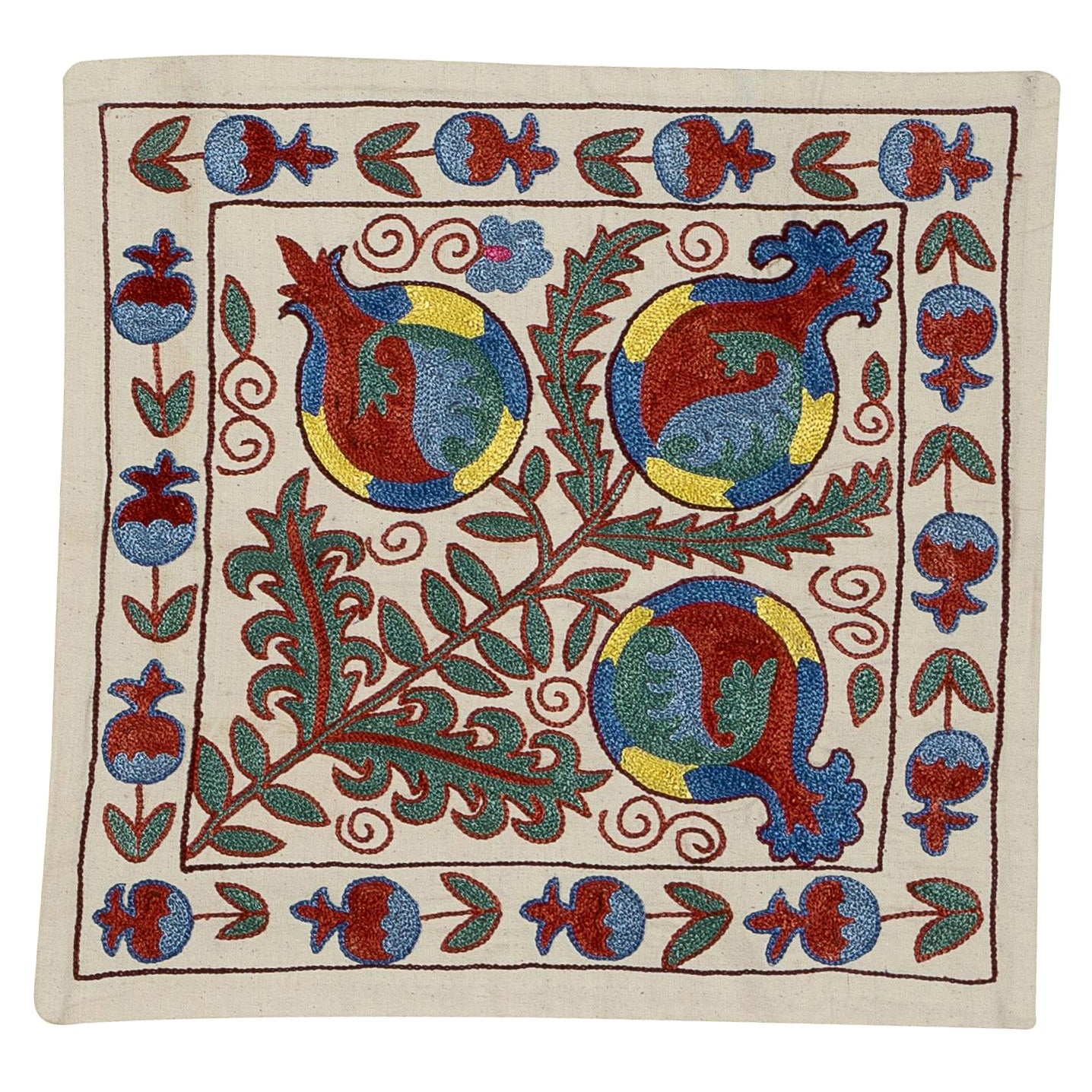 Boîtier d'oreiller décoratif Suzani 18"x24" en soie brodée Sham, couverture de coussin en soie en vente
