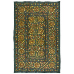 Modern Uzbek Suzani Textile, Embroidered Cotton & Silk Wall Hanging