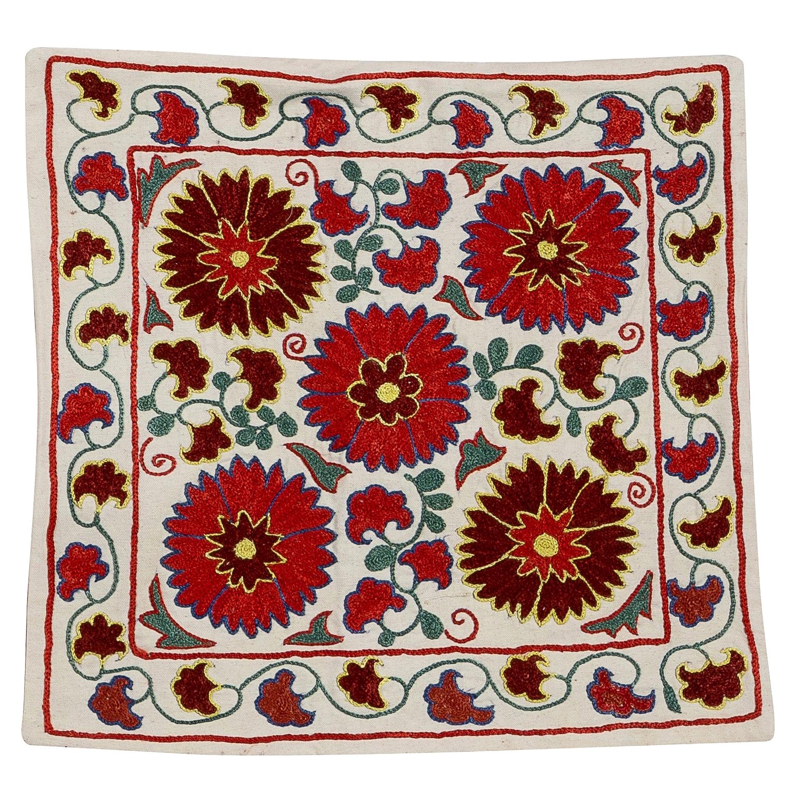 Coussin coussin brodé de 18 po. x 18 po. avec motif floral, coussin en dentelle de décoration intérieure