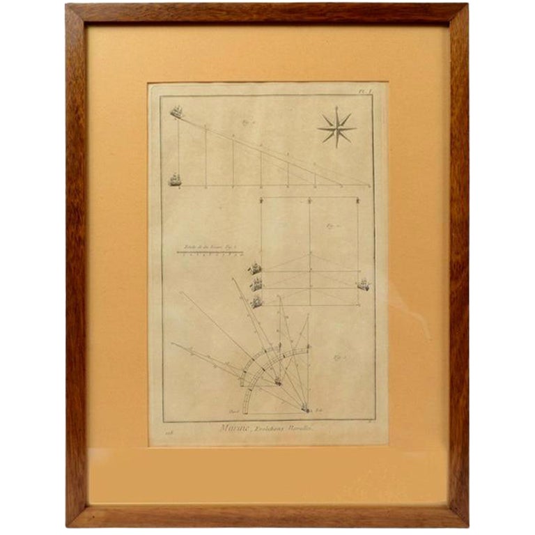 French Nautical Print of the Preparation for a Nautical Battle, 1860 circa For Sale