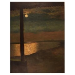 Hugo Vilfred Pedersen, Denmark, Oil on Canvas, Landscape with Moon