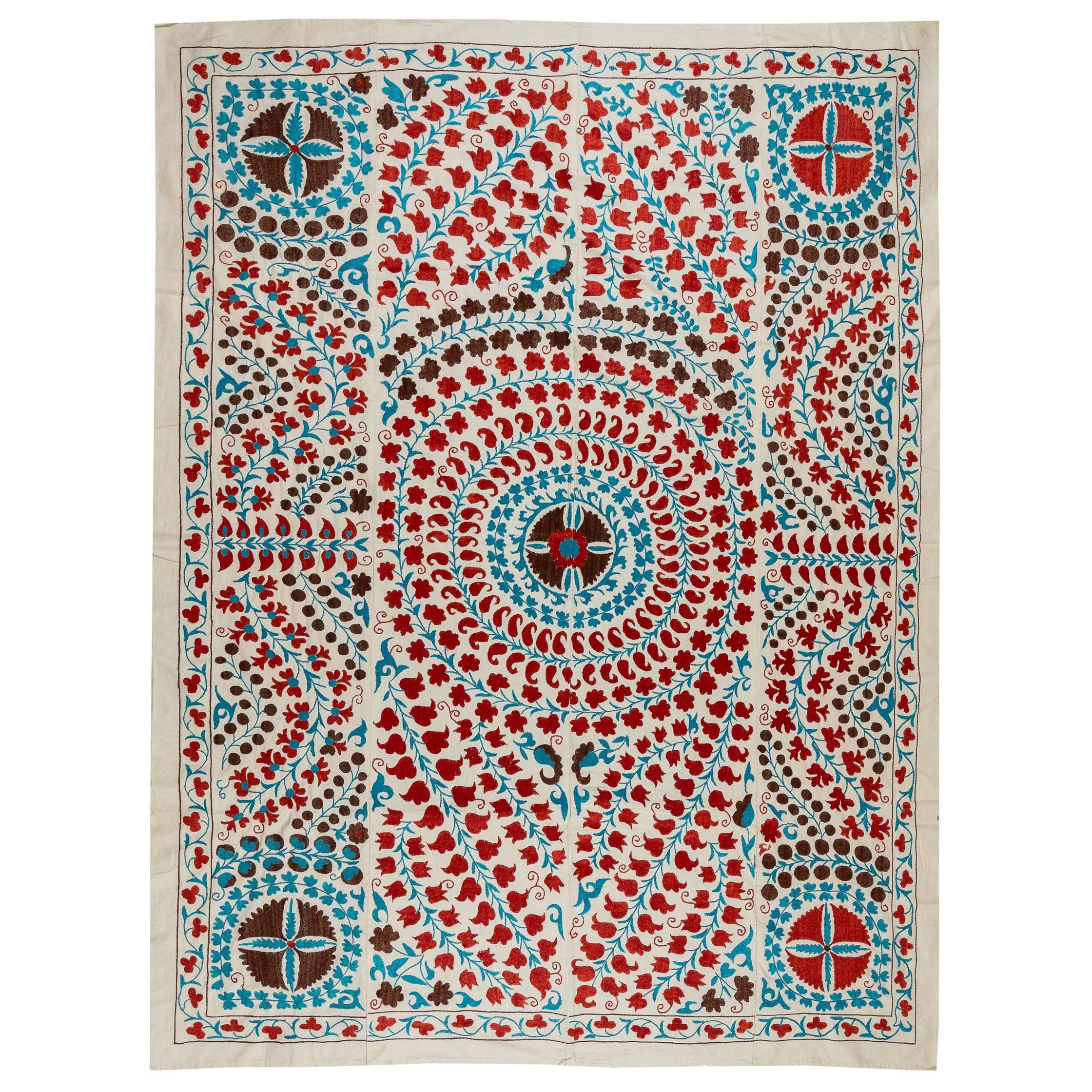 Brand New Uzbek Suzani Textile, Embroidered Cotton, Silk Wall Hanging