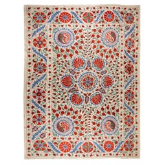 8x10.3 Ft New Suzani Fabric Tapestry, Silk Embroidery Throw, Uzbek Bedspread