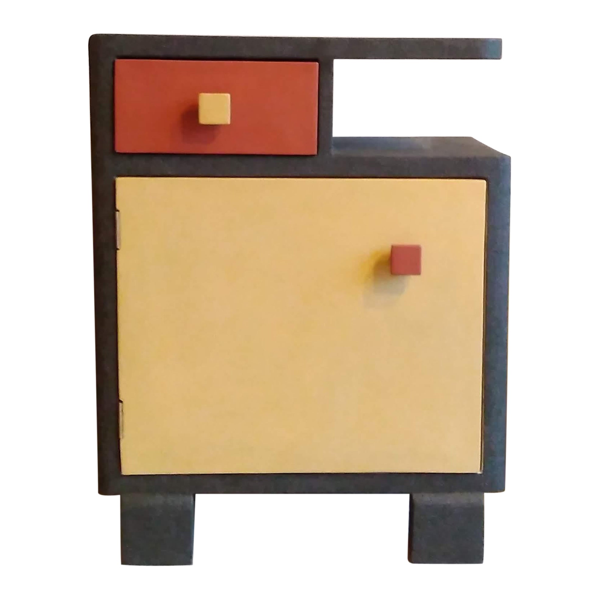 21st Century Cabinet-Sculpture Contemporary Gold-Green-Red in Wood and Resin