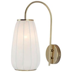 Houseof White and Brass Soft Fabric Wall Light with Metal and Shade