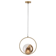 Houseof Brass Ring Ceiling Light with Metal and Glass Shade