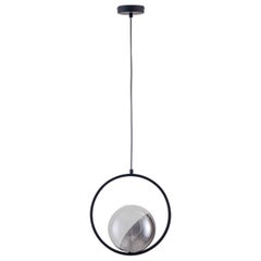 Houseof Charcoal Grey Ring Ceiling Light with Metal and Glass Shade