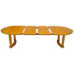 Honey Tone Oval Racetrack Henredon Dining Table w/ Two Extension Boards