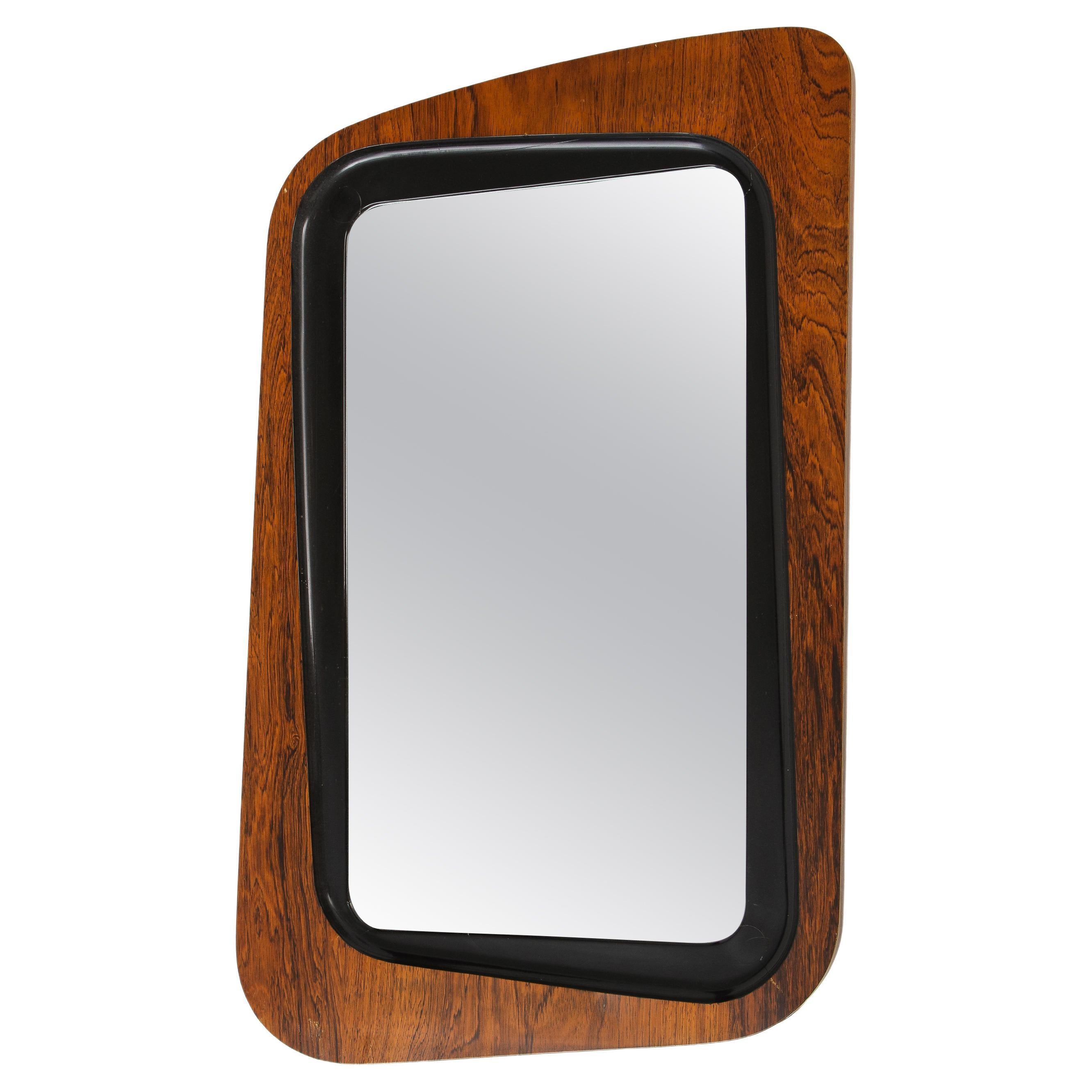 Glas & Trä Wall Mirror Rosewood & Painted Wood Hovmantorp, Sweden 1950's For Sale