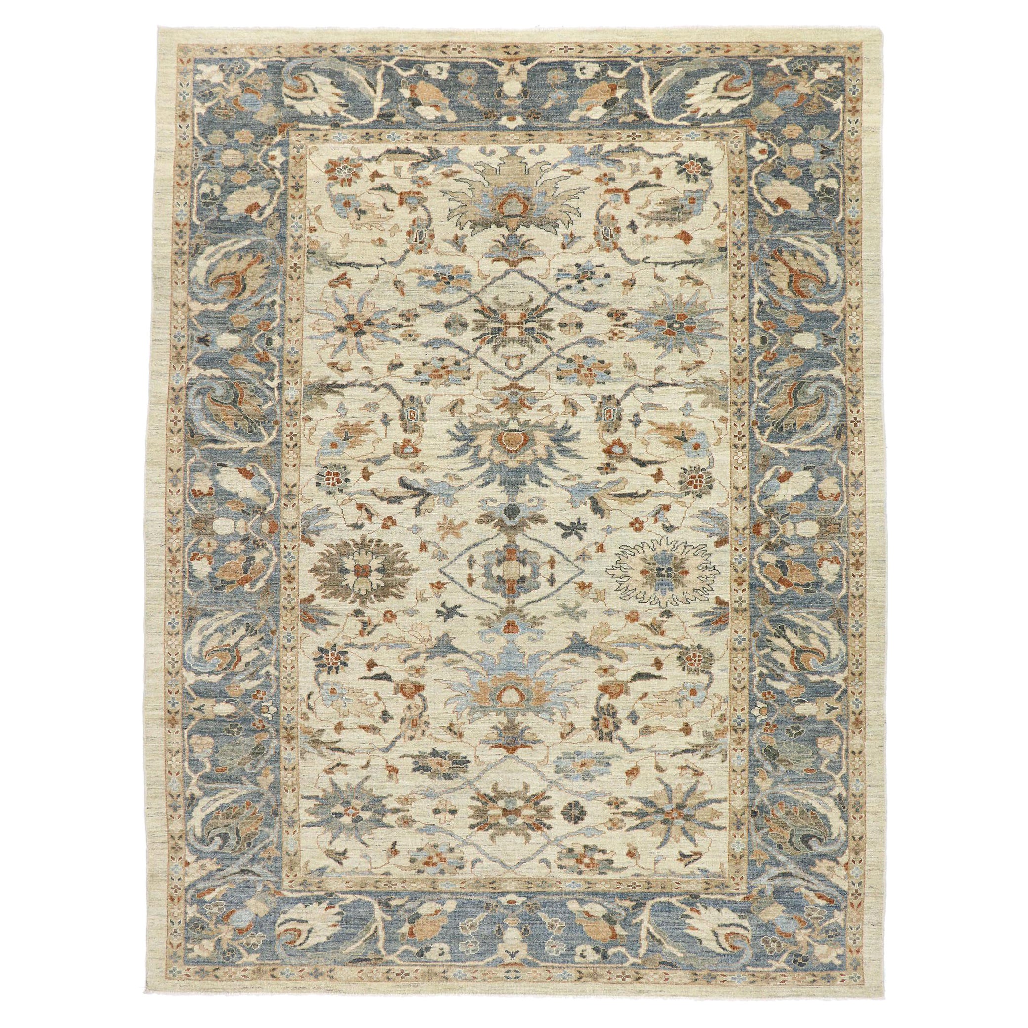 New Contemporary Persian Sultanabad Rug with Transitional Modern Style For Sale