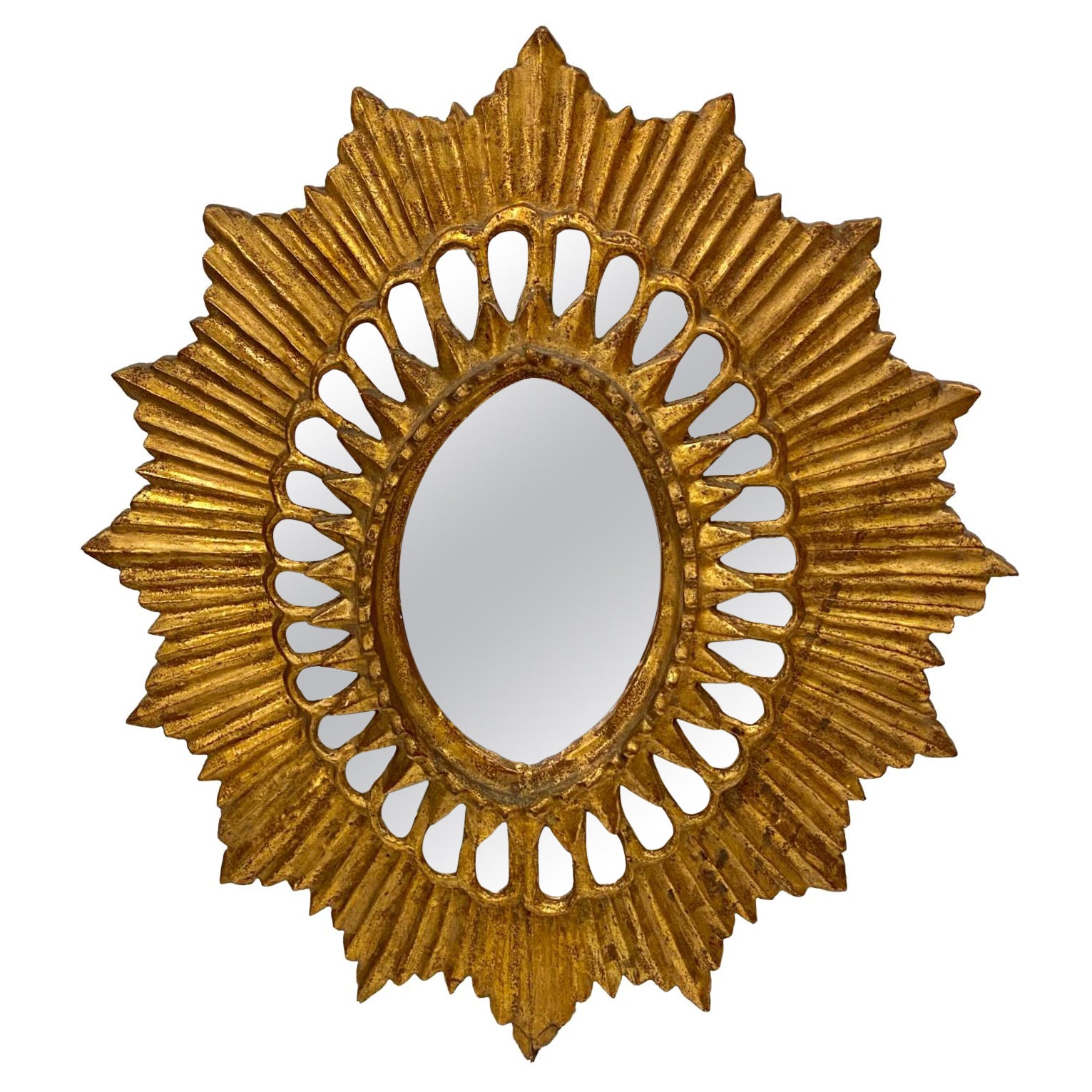 Antique Spanish Gilt Wood Mirror For Sale