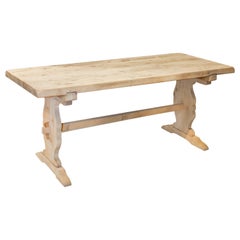 Used Bleached French Oak Trestle Style Farm Table