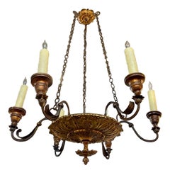 19th Century Italian Carved Giltwood 6 Light Chandelier