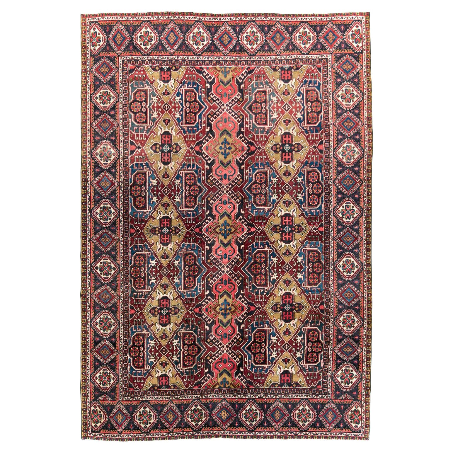 Mid-20th Century Handmade Persian Heriz Small Room Size Carpet For Sale