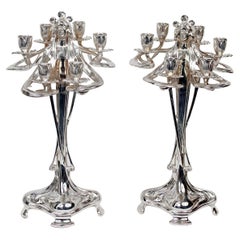 Pair of Medusa Art Nouveau Candelabras