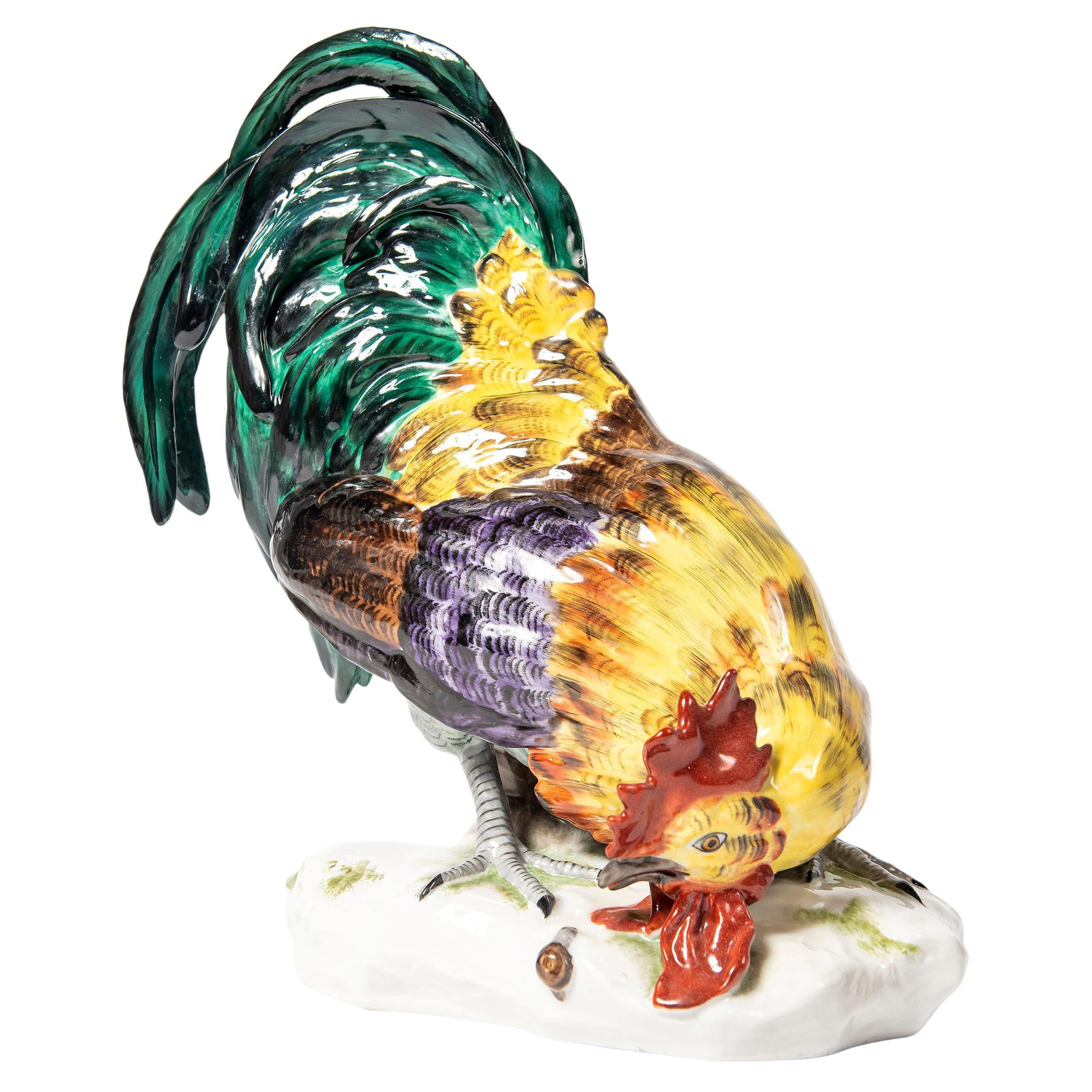 Painted Porcelain Rooster, Germany, Late 19th Century