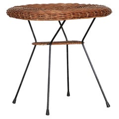 Italian Wicker and Iron Oval Table