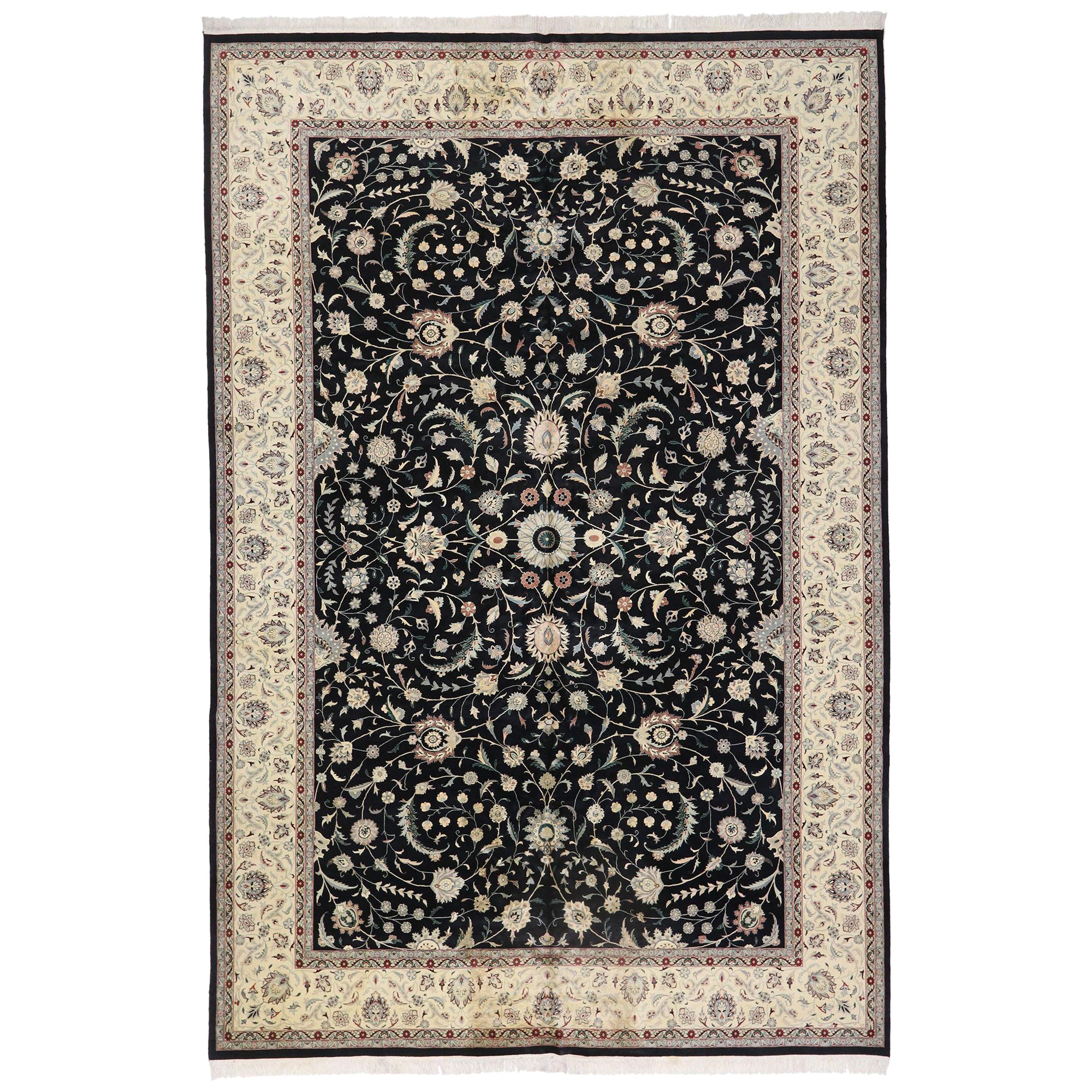 Vintage Persian Tabriz Pakistani Rug with Neoclassical Baroque Style