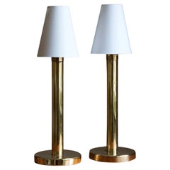 Swedish, Table Lamps, Brass, Fabric, Sweden, 1970s
