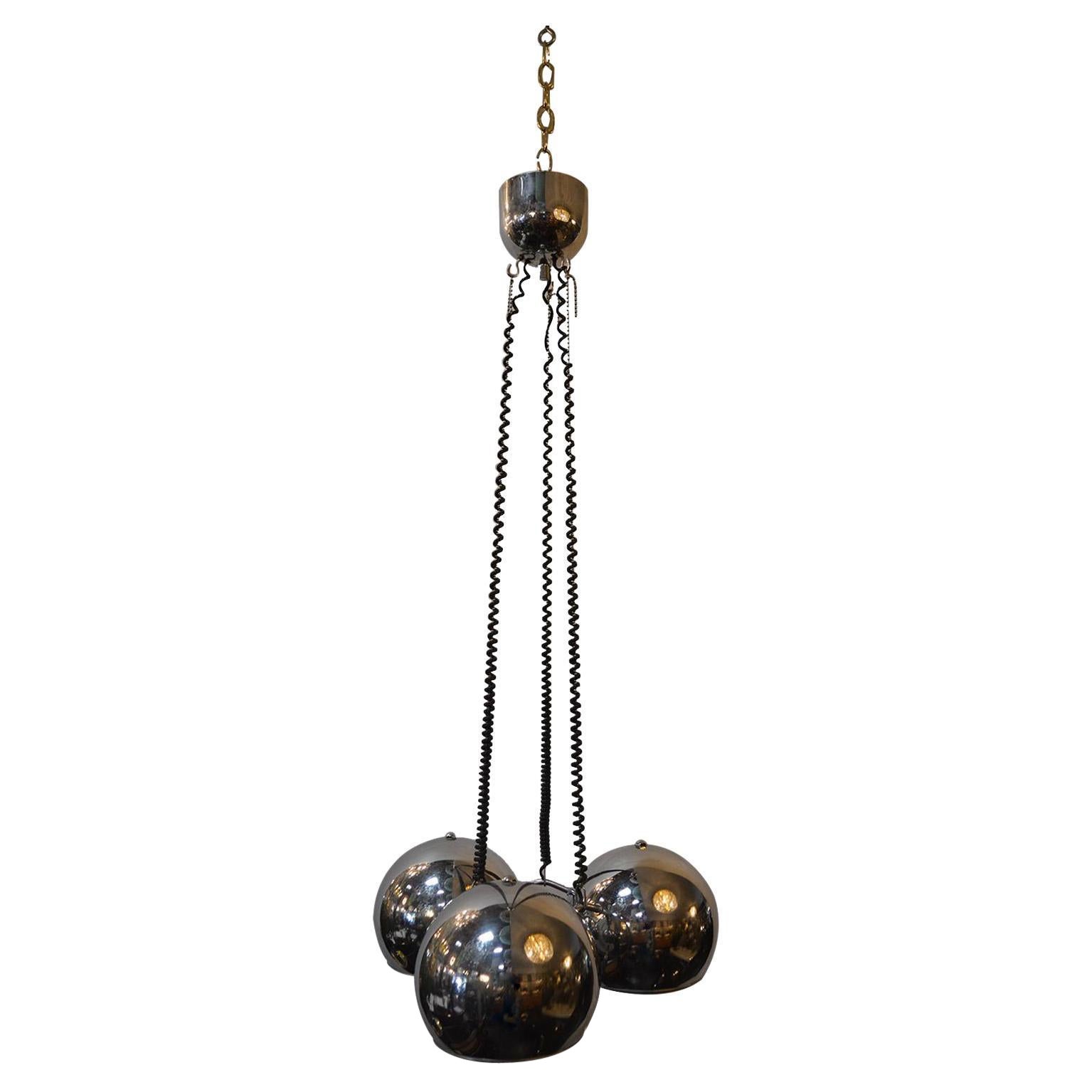 Italian Adjustable Side 3 Lights Chandelier, 1950 For Sale