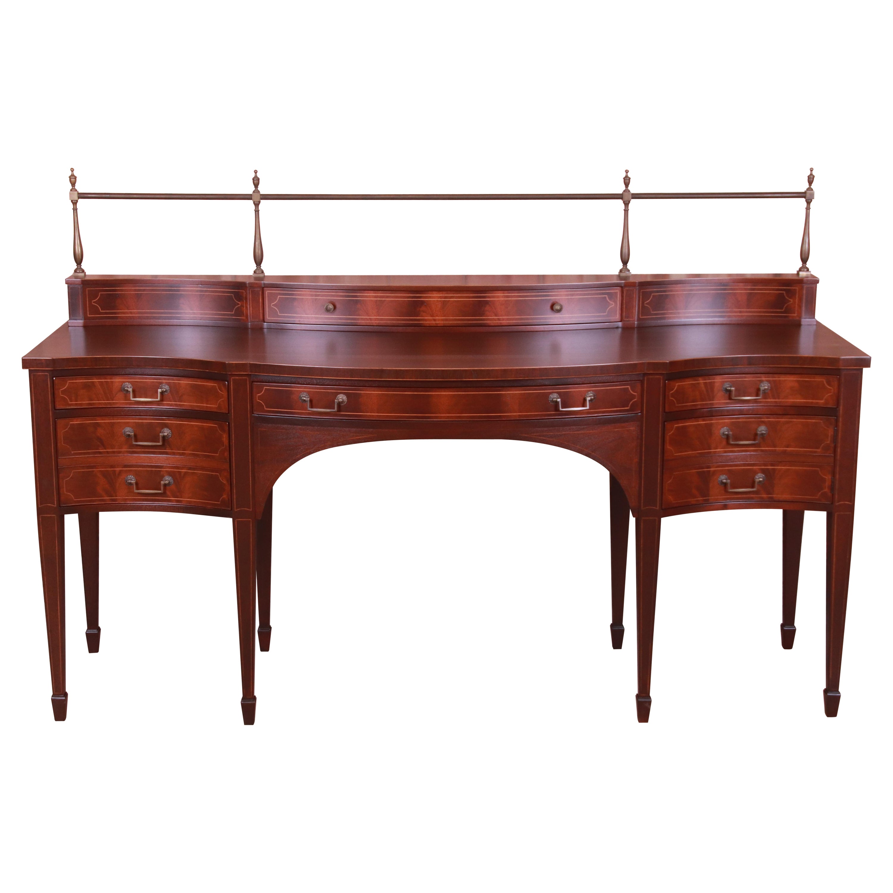 Baker Furniture Federal Flame Mahogany Bow Front Sideboard Credenza, Refinished