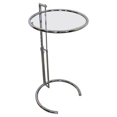 Mid Century Modern Eileen Gray ClassiCon Adjustable Table E1027 Chrome Glass 70s