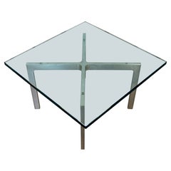 Mid-Century Modern Mies Van Der Rohe Brushed Steel Barcelona Side Table, 1970s