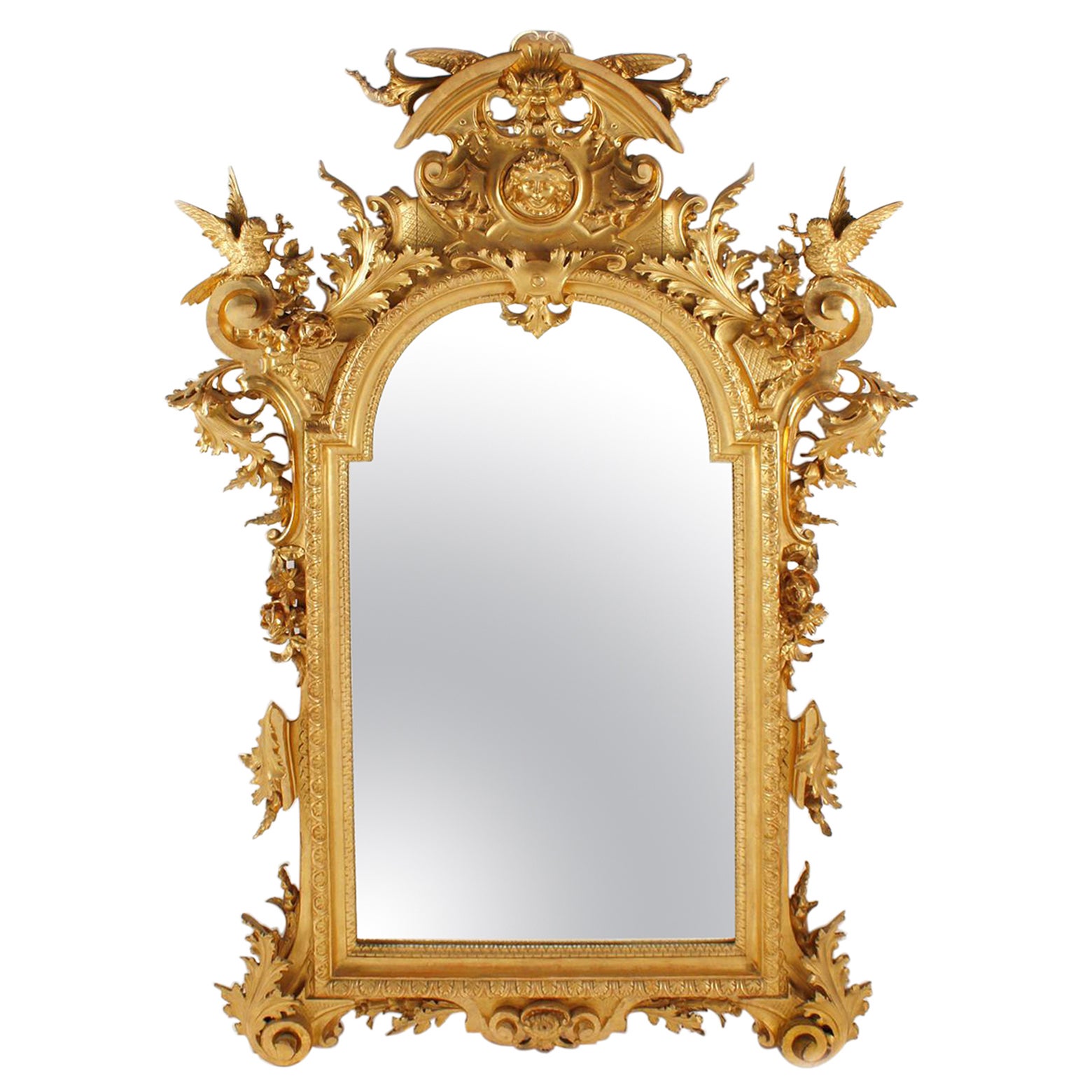 Italian Baroque Style Carved Giltwood Mirror, 19th Century