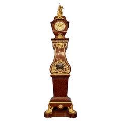 Ancienne horloge de grand-père française Napoléon III en acajou montée en bronze doré, circa 1880