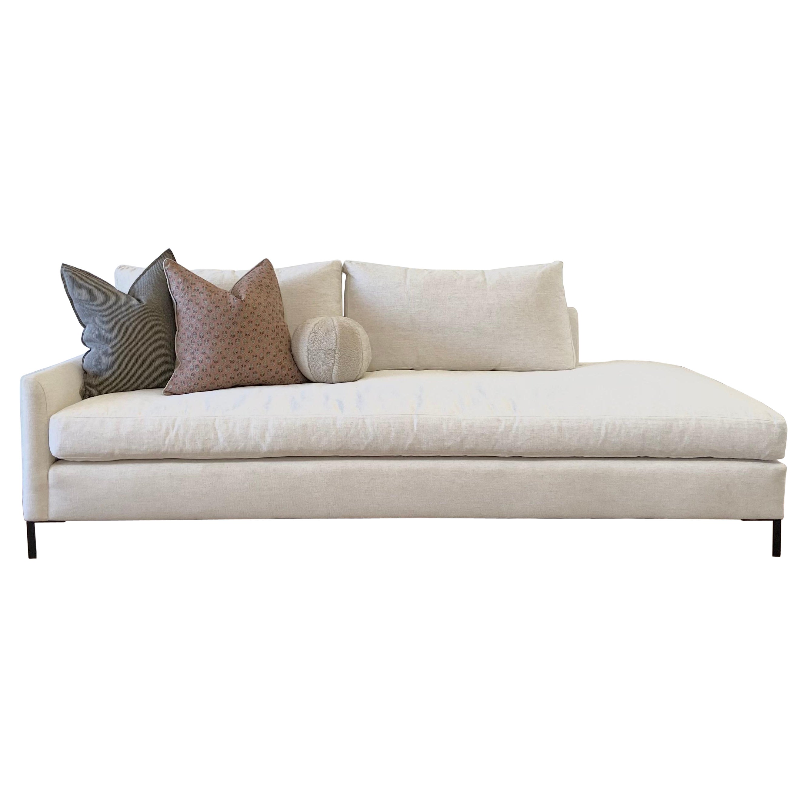 Custom Chaise One Arm Sofa Crypton Stain Resistant Fabric For Sale at  1stDibs