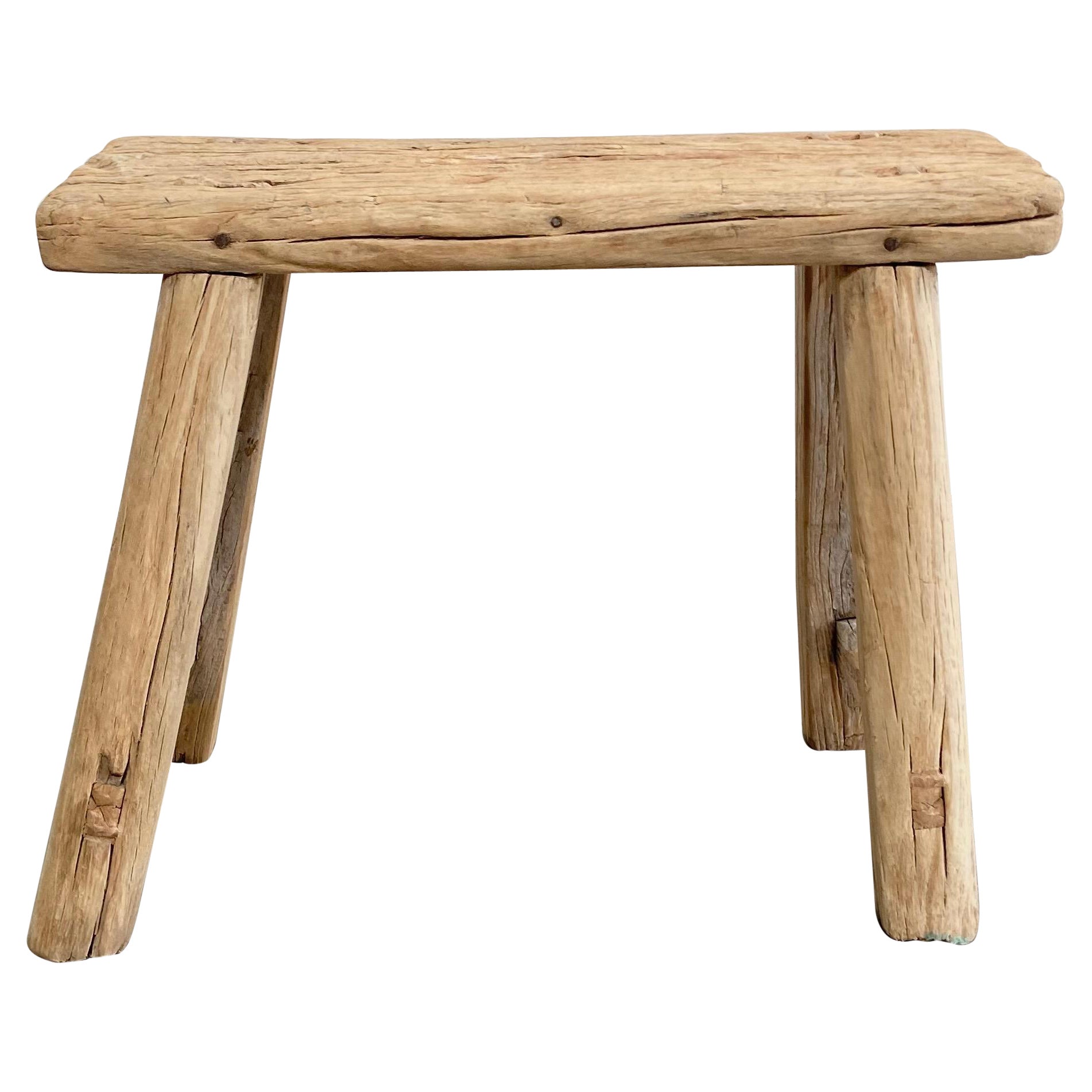 Tabouret rustique vintage en bois d'orme