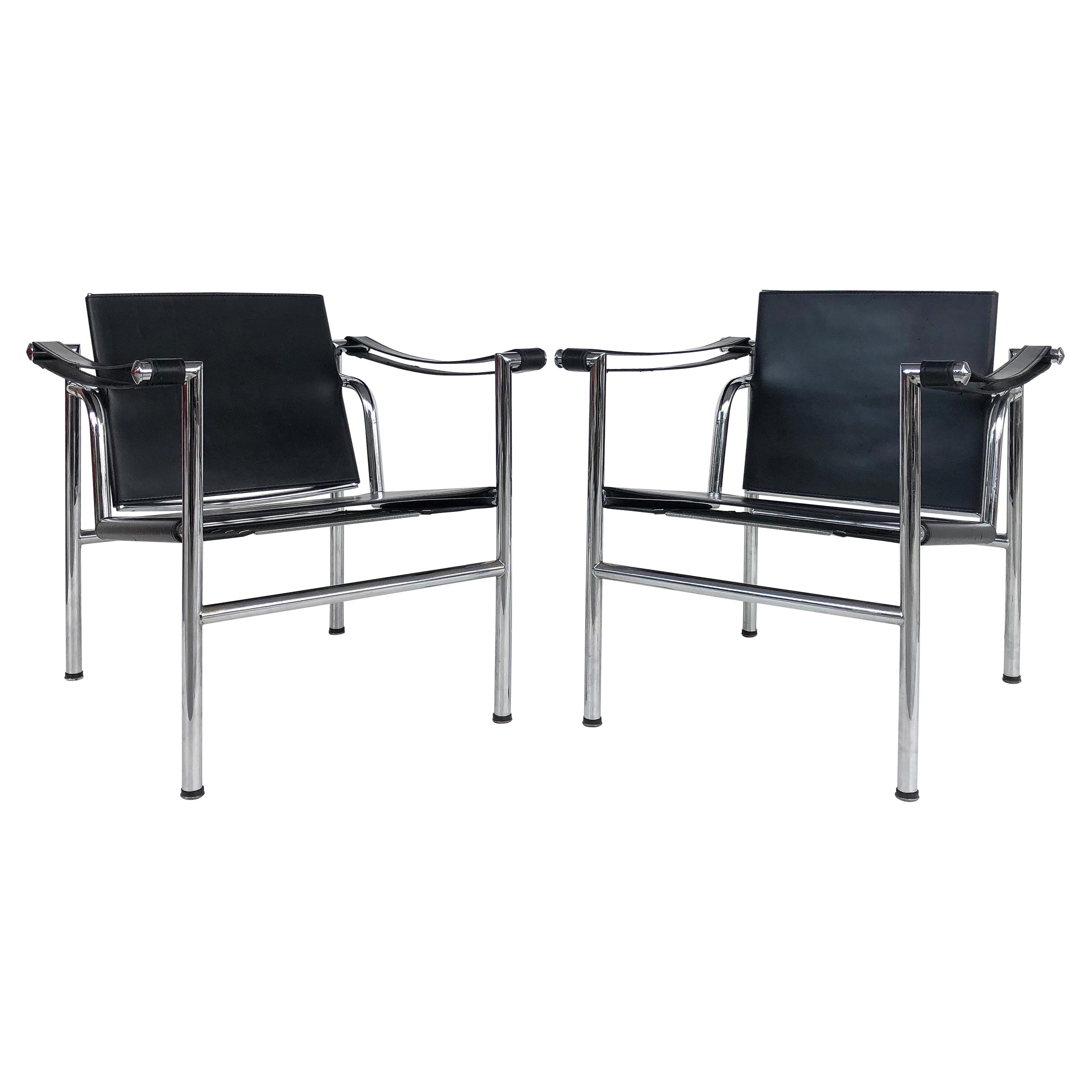 Le Corbusier LC1 Basculant Chairs by Charlotte Perriand and Pierre Jeanneret