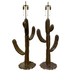 Pair of Brass Cactus Floor Lamps