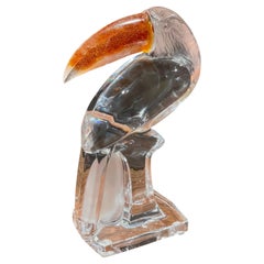 Stylized Crystal Toucan Sculpture by Daum, France
