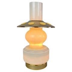 Mid-Century Opal Glass & Brass Plated Table Lamp, 1960's